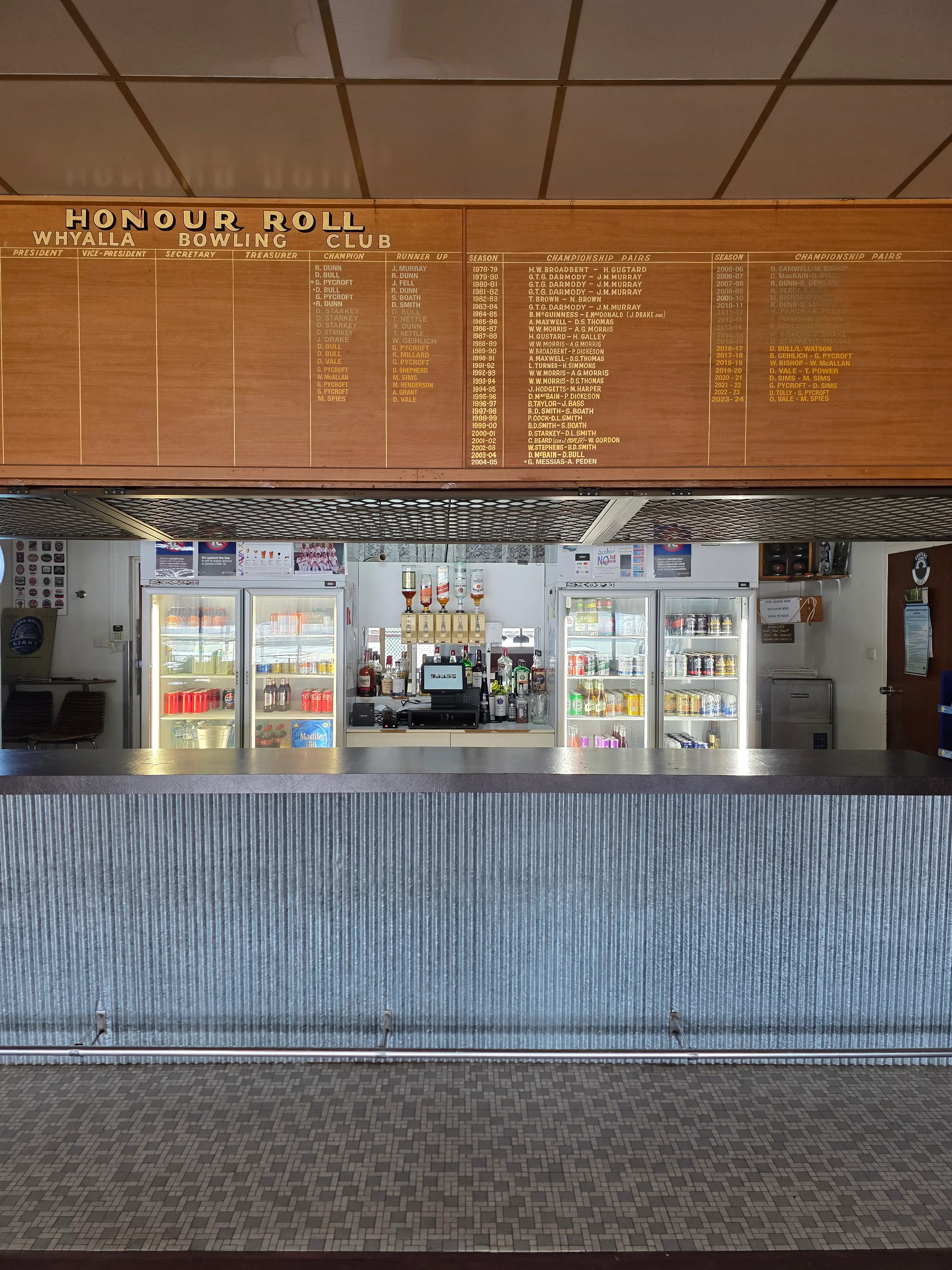 Licensed bar and seating area at Whyalla Bowling Club