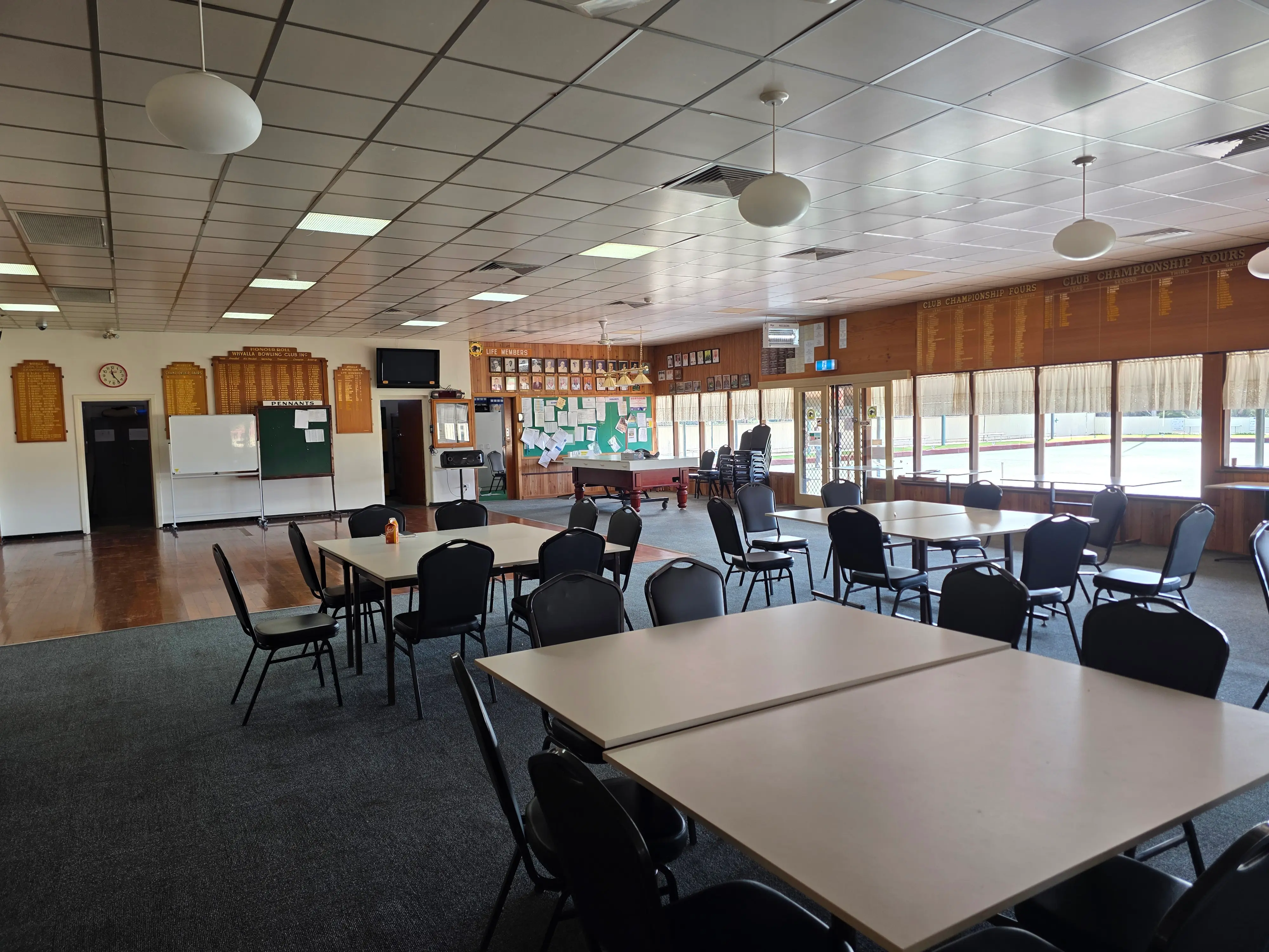 Clubrooms at Whyalla Bowling Club with seating for members and visitors